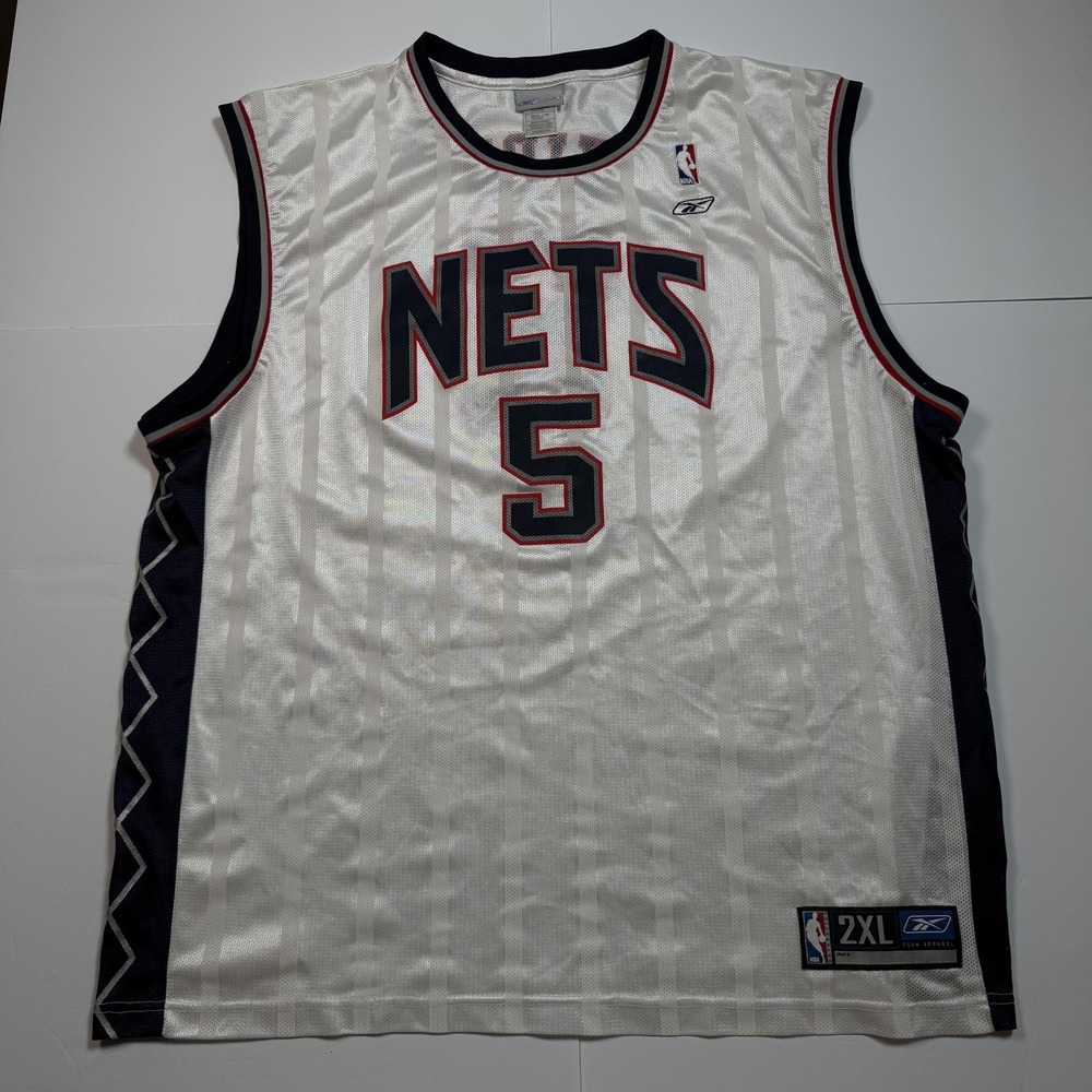New Jersey Nets Jersey Mens 2XL‎ White Navy NBA Basketball Jason Kidd Reebok